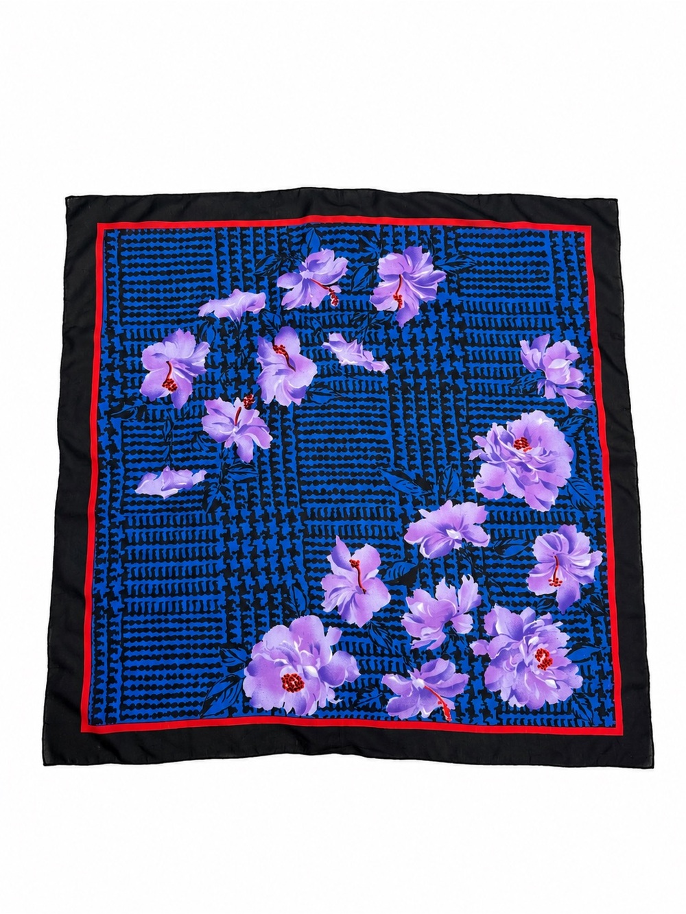 Liz Sinclair Made in Italy Blue Purple Floral Square Scarf Vintage Accessory